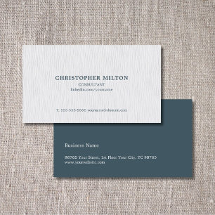 Simple Elegant Texture White Blue Consultant Business Card
