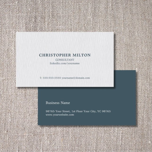 Simple Elegant Texture White Blue Consultant Business Card (Creator Uploaded)