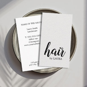 Simple Elegant Texture White Hair Stylist Business Card