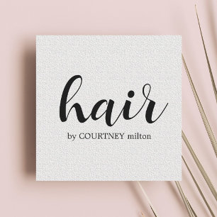 Simple Elegant Texture White Hair Stylist Square Business Card