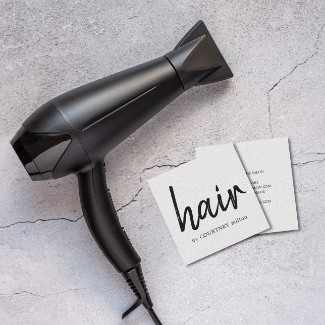 Simple Elegant Texture White Hair Stylist Square Business Card (Creator Uploaded)