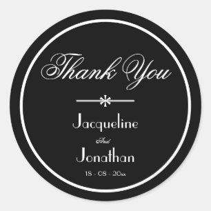 Simple Elegant Thank You Favour Script Names Chic Classic Round Sticker