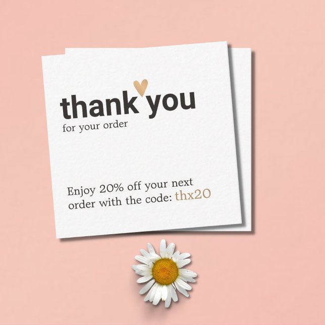 Simple Elegant Thank You For your order Coupon Card (Creator Uploaded)