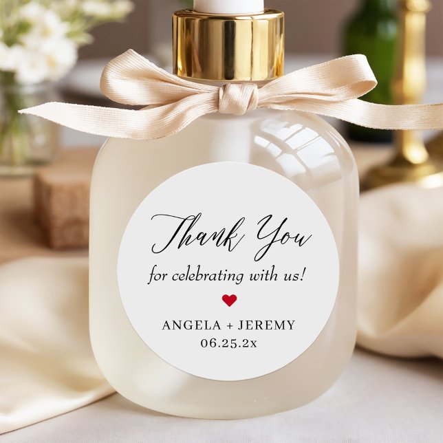 Simple Elegant Thank You Script Gift Favour Classic Round Sticker (Creator Uploaded)