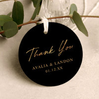 Simple Elegant Thank You Wedding Black Gold