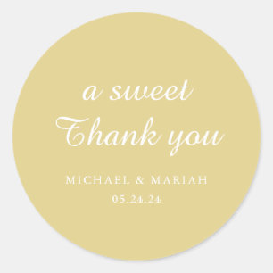 Simple Elegant Thank You Wedding Favor Classic Round Sticker