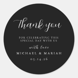 Simple Elegant Thank You Wedding Favor Classic Round Sticker