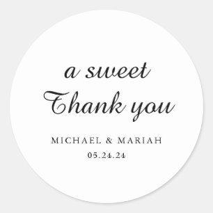 Simple Elegant Thank You Wedding Favor Classic Round Sticker
