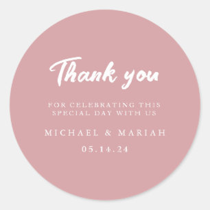 Simple Elegant Thank You Wedding Favour Classic Round Sticker