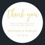 Simple Elegant Thank You Wedding Favour Classic Round Sticker<br><div class="desc">Simple Elegant Thank You Wedding Favour</div>