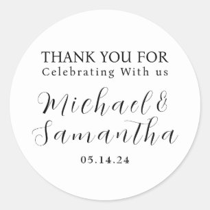 Simple Elegant Thank You Wedding Favour Classic Round Sticker