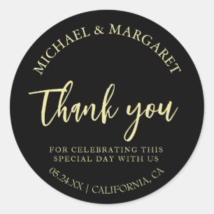 Simple Elegant Thank You Wedding Favour Classic Round Sticker