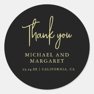 Simple Elegant Thank You Wedding Favour Classic Round Sticker