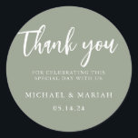 Simple Elegant Thank You Wedding Favour Classic Round Sticker<br><div class="desc">Simple Elegant Thank You Wedding Favour</div>