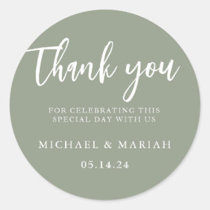 Simple Elegant Thank You Wedding Favour Classic Round Sticker