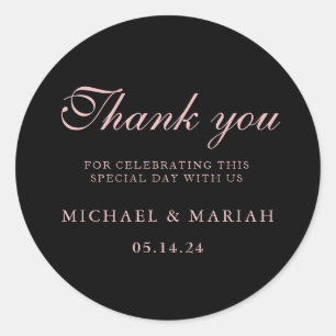 Simple Elegant Thank You Wedding Favour Classic Round Sticker
