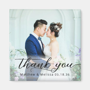 Simple Elegant Thank You Wedding Photo Magnet