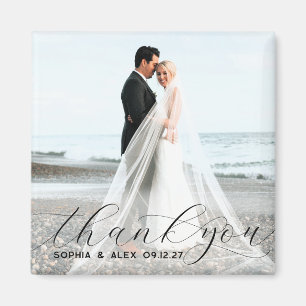 Simple Elegant Thank You Wedding Photo Magnet