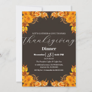 Simple Elegant Thanksgiving Dinner Autumn Fall Invitation