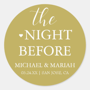 Simple Elegant The Night Before Rehearsal Dinner Classic Round Sticker