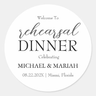 Simple Elegant The Night Before Rehearsal Dinner Classic Round Sticker