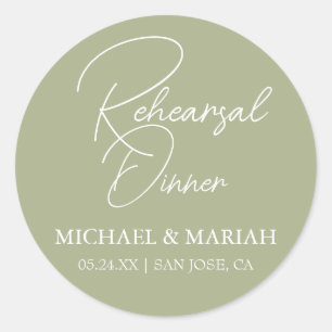 Simple Elegant The Night Before Rehearsal Dinner  Classic Round Sticker