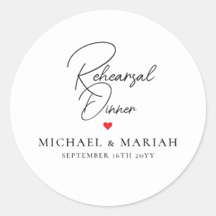 Simple Elegant The Night Before Rehearsal Dinner Classic Round Sticker