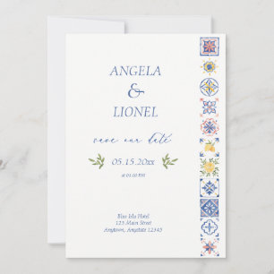 Simple Elegant Tiles Amalfi Coast Italy Wedding Save The Date