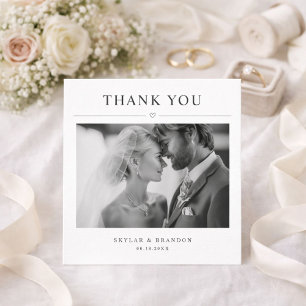 Simple Elegant Timeless Classic Newlywed Photo Thank You Card