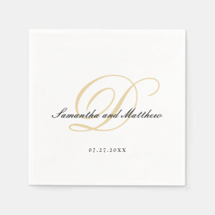 Simple Elegant Traditional Script Gold Monogram Napkin