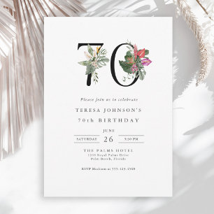 Simple Elegant Tropical 70th Birthday Invitation