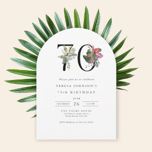 Simple Elegant Tropical 70th Birthday Invitation