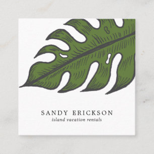 Simple Elegant Tropical Modern Square Business Card