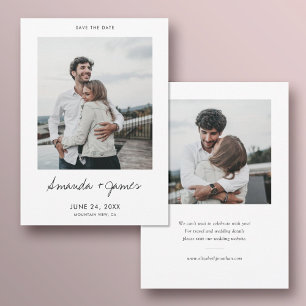 Simple Elegant Two Photo Engagement Wedding Save The Date