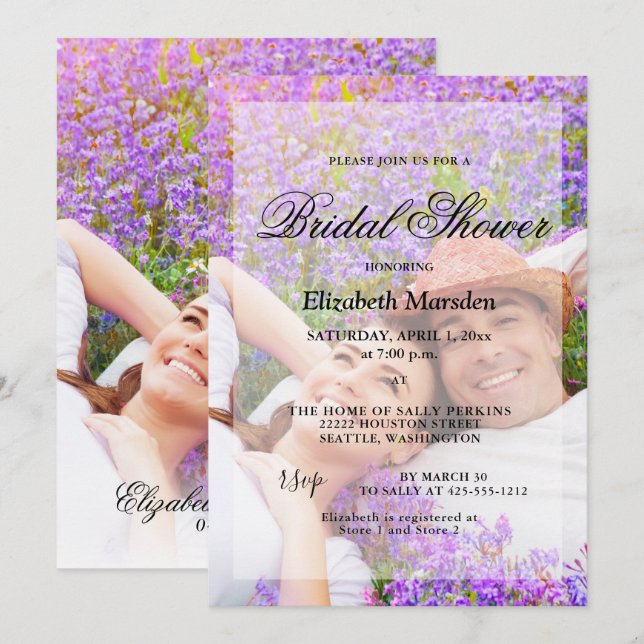 Simple Elegant Two Photo Minimalist Shower Invitation (Front/Back)