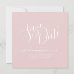 Simple Elegant Typography Blush Pink Wedding Save The Date