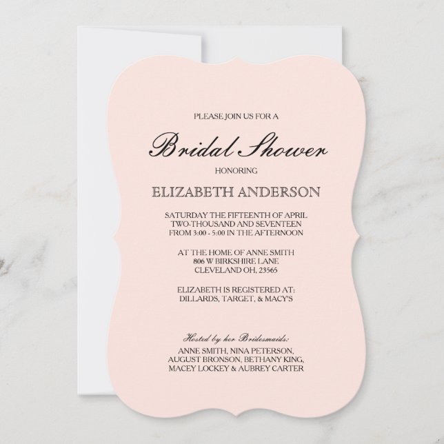 Simple Elegant Typography Bridal Shower Invitation (Front)