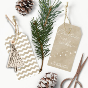 Simple Elegant Typography Dusty Taupe Christmas Gift Tags