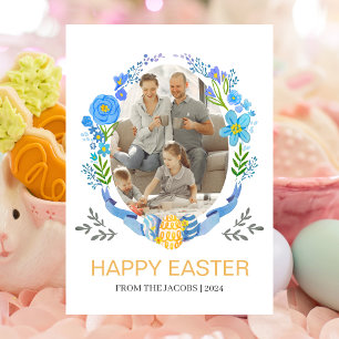 Simple Elegant Typography Easter Family One Photo Holiday Card