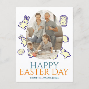 Simple Elegant Typography Easter Family One Photo Holiday Postcard