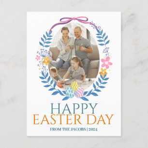 Simple Elegant Typography Easter Family One Photo Holiday Postcard