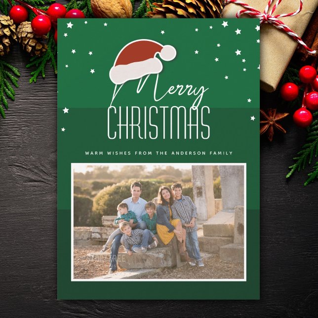 Simple Elegant Typography Family Photo Christmas Holiday Card (Creator Uploaded)