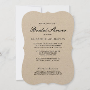 Simple Elegant Typography Kraft Bridal Shower Invitation