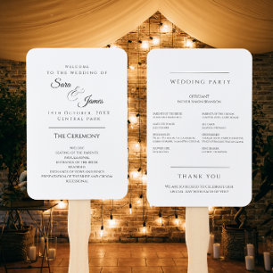 Simple Elegant Typography Modern Wedding Program  Hand Fan
