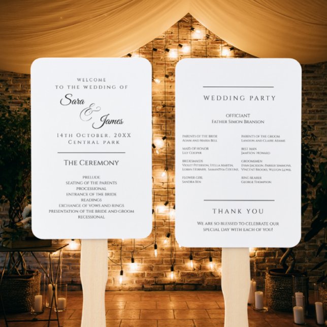 Simple Elegant Typography Modern Wedding Program  Hand Fan (Creator Uploaded)