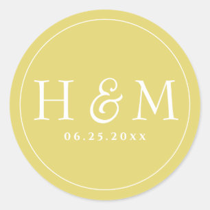 Simple Elegant Typography Monogrammed Wedding Classic Round Sticker
