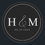 Simple Elegant Typography Monogrammed Wedding Classic Round Sticker<br><div class="desc">Simple Elegant Typography Monogrammed Wedding</div>