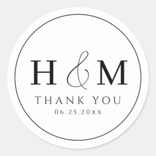 Simple Elegant Typography Monogrammed Wedding Classic Round Sticker