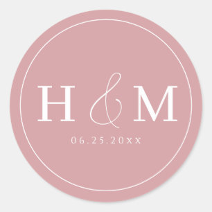 Simple Elegant Typography Monogrammed Wedding Classic Round Sticker