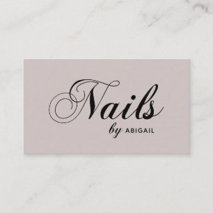 Simple Elegant Typography Nails By "Name" Taupe Business Card